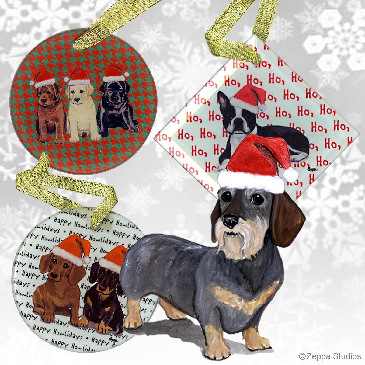 Wirehaired Dachshund Christmas Ornaments