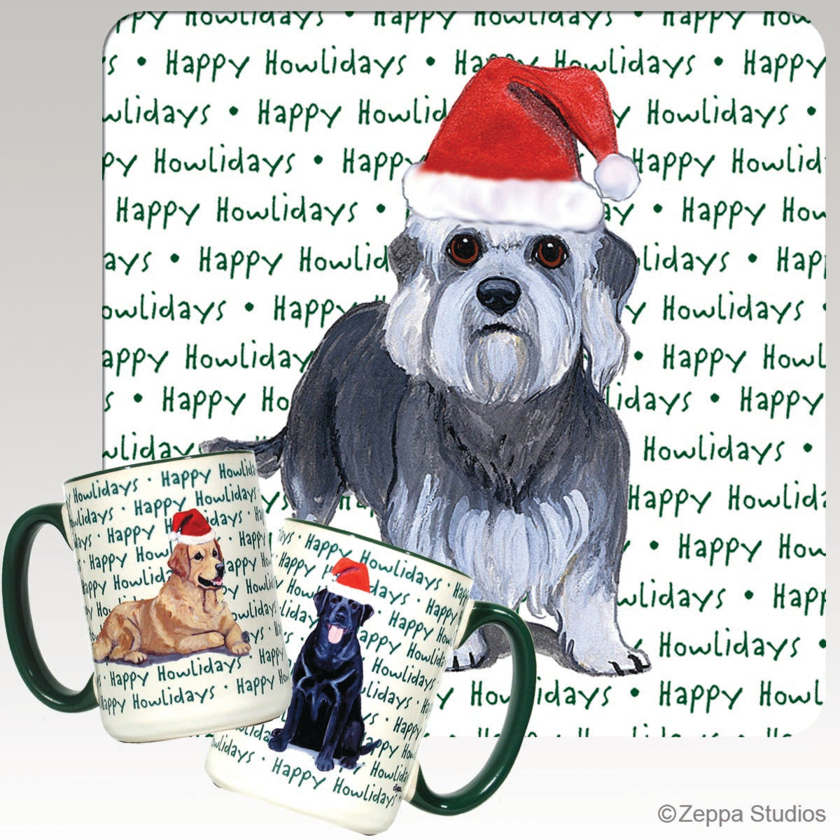 Dandi Dinmont Terrier Christmas Mugs