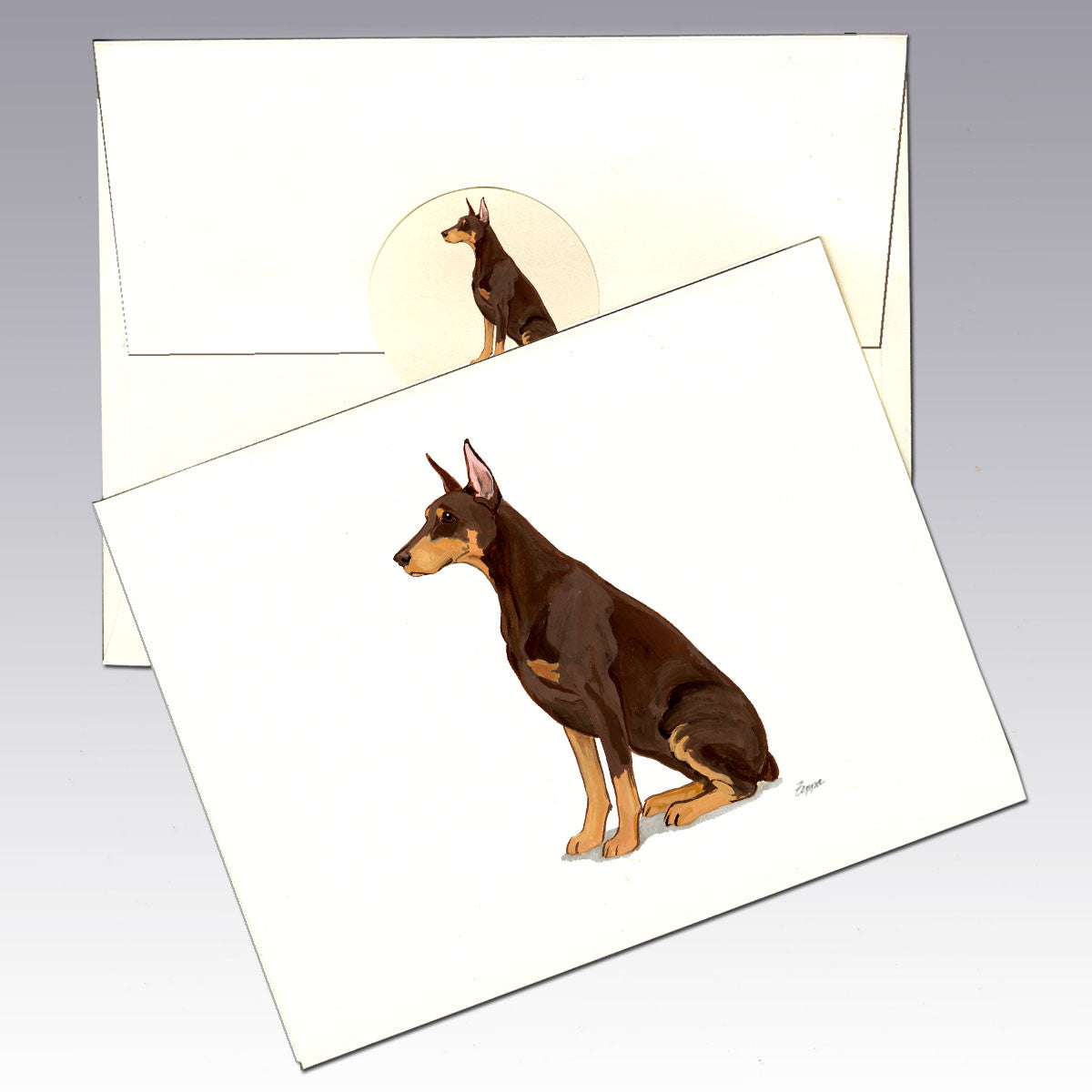 Red Doberman Note Cards