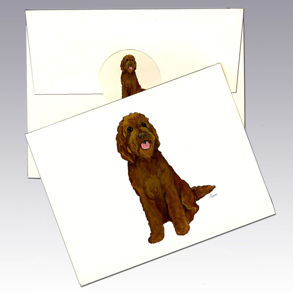 Brown Labradoodle Note Cards