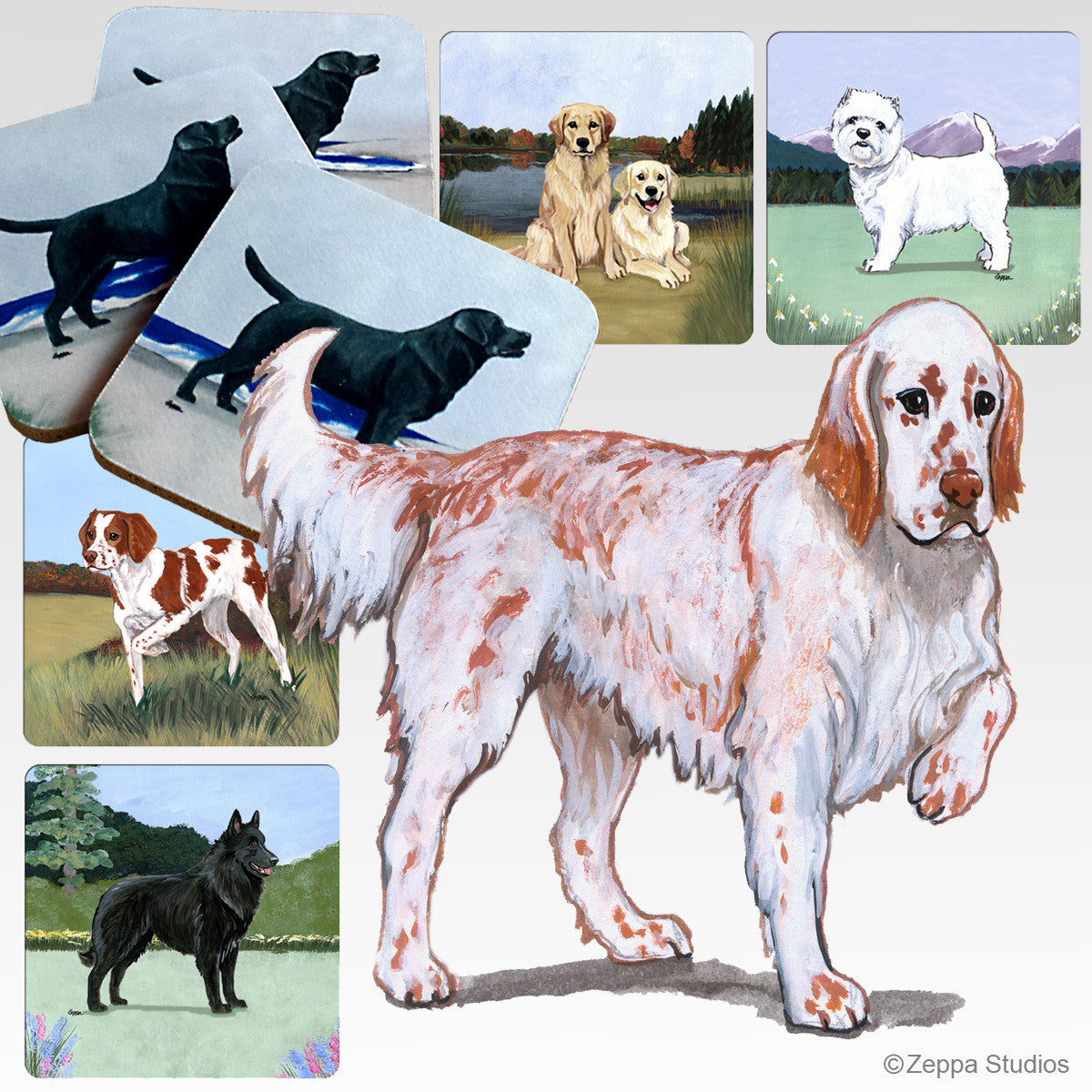 English Setter Red Scenic Coasters