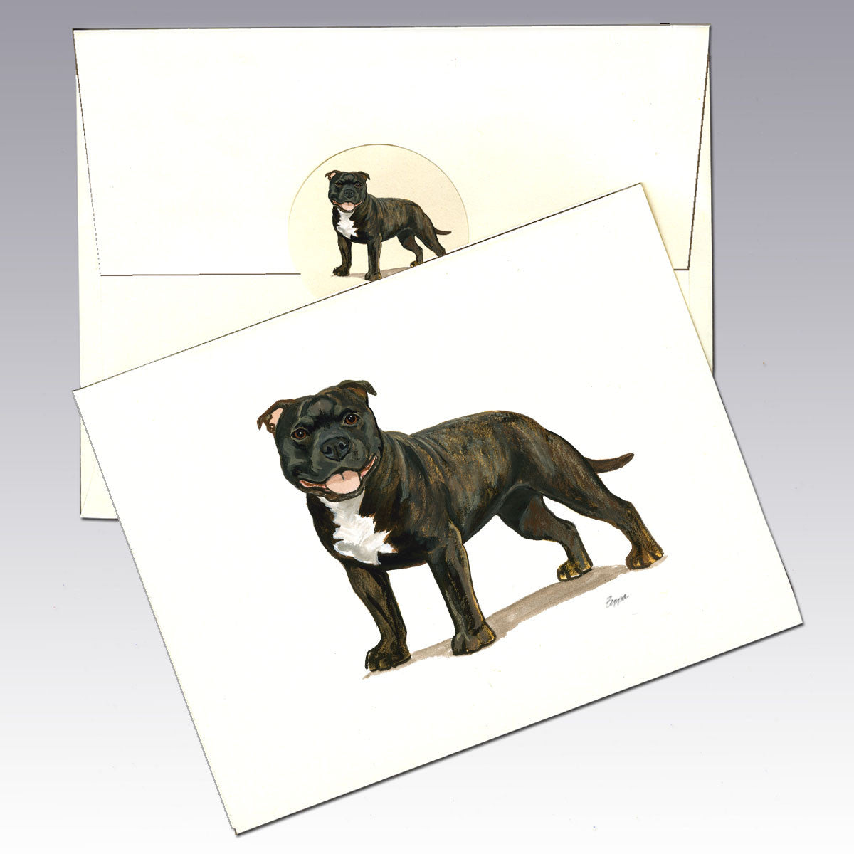 English Staffordshire Terrier, Brindle Note Cards
