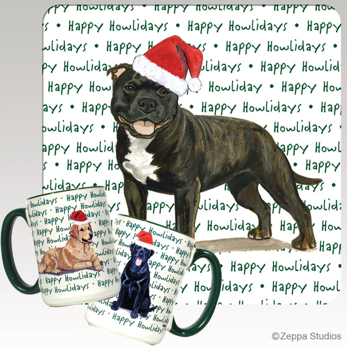 English Staffordshire Terrier Christmas Mugs