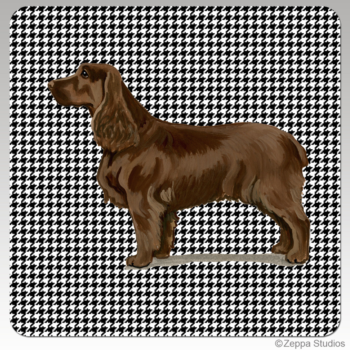 Field Spaniel Houndstooth Coasters