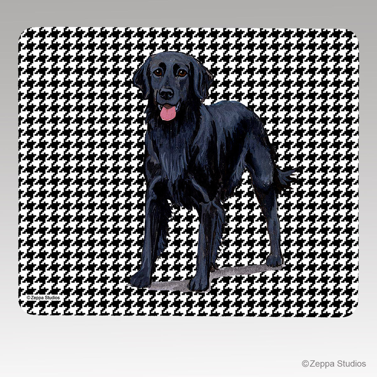 Flat Coated Retriever Houndstooth Mouse Pad