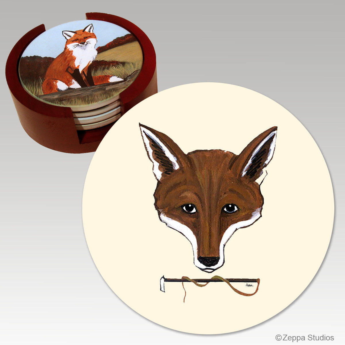 Fox Mask Bisque Coaster Set