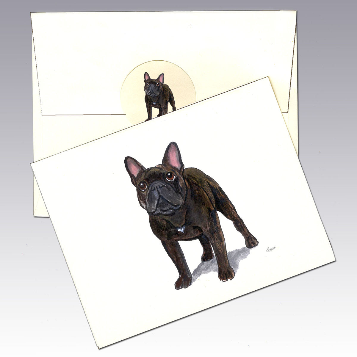 French Bulldog, Brindle Note Cards