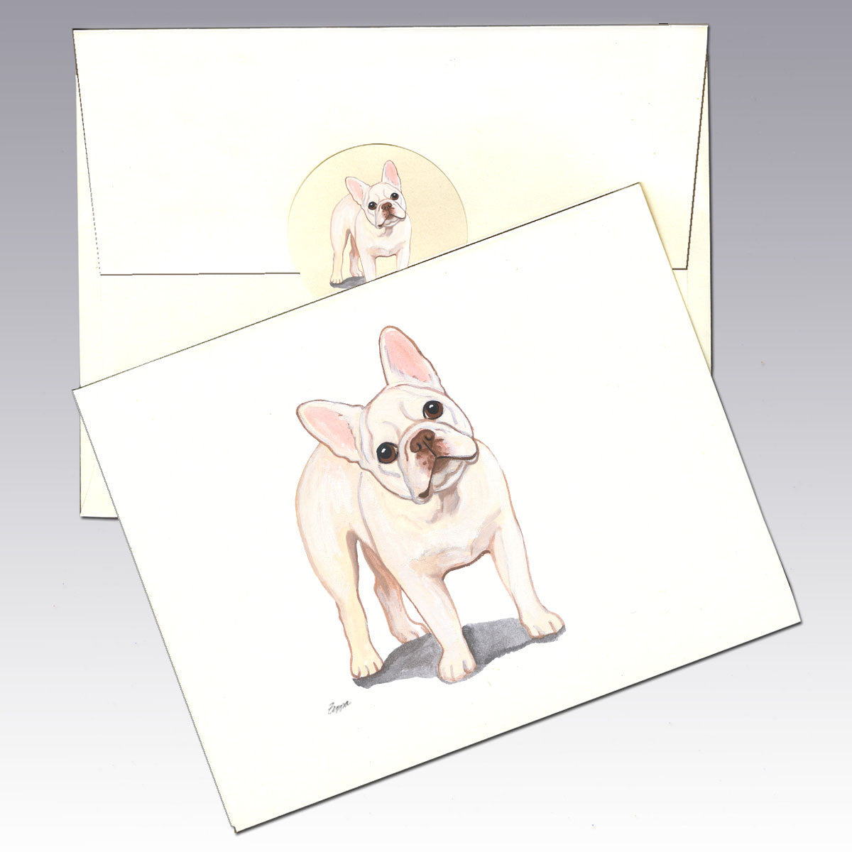 French Bulldog Cream Note Cards