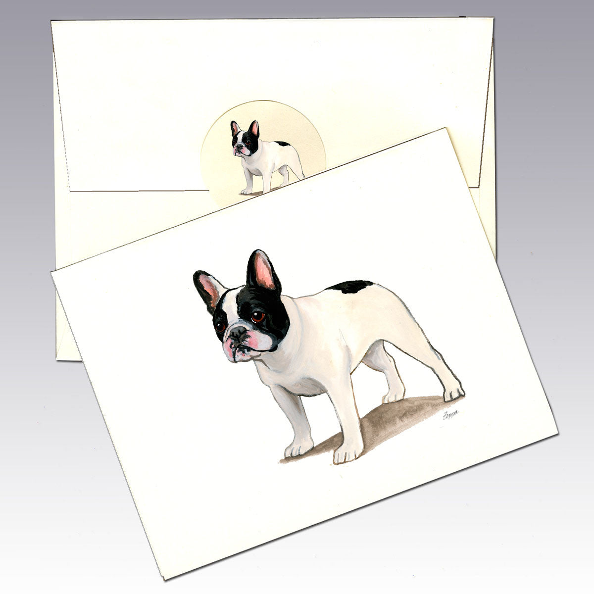 French Bulldog, Piebald Note Cards
