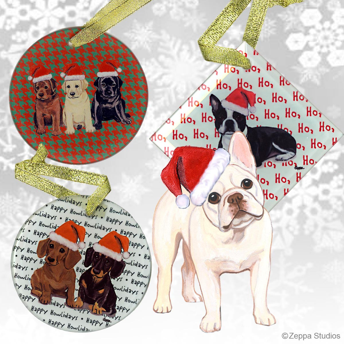 Cream French Bulldog Christmas Ornaments