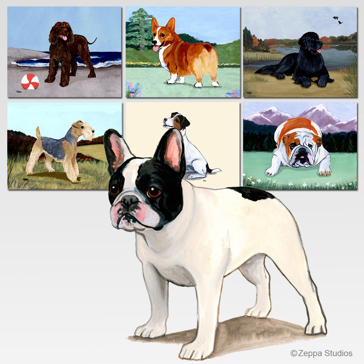 Piebald French Bulldog Scenic Mouse Pads