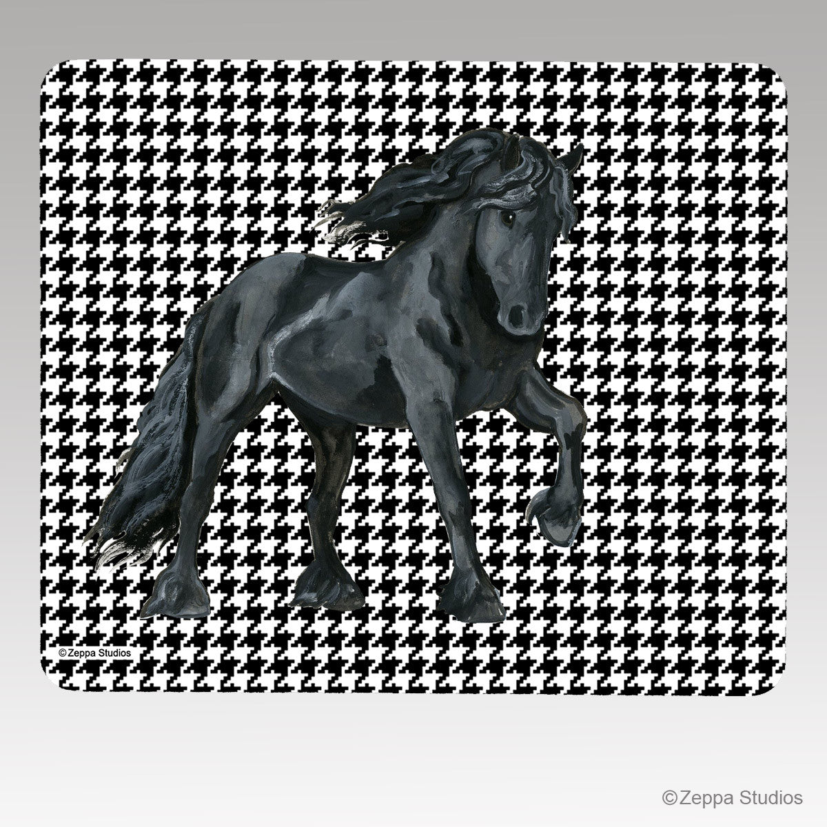 Friesian Horse Houndstooth Mouse Pads