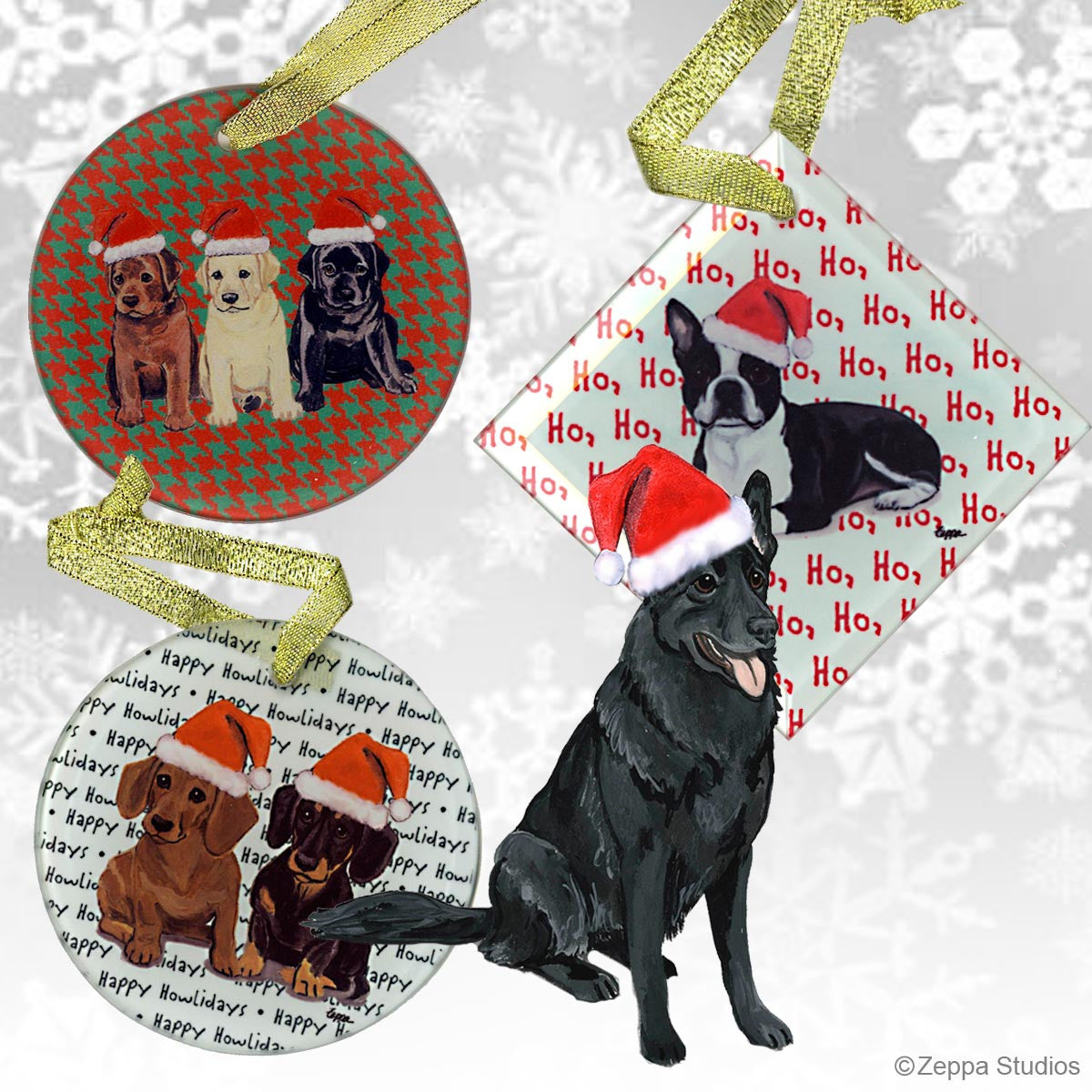 Black German Shepherd Christmas Ornaments