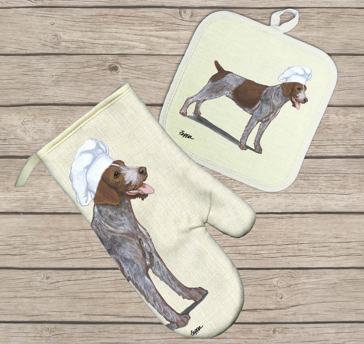 German Wirehaired Pointer Oven Mitt and Pot Holder Set