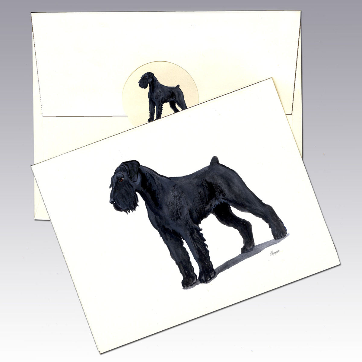 Giant Schnauzer, Natural Ears Note Cards