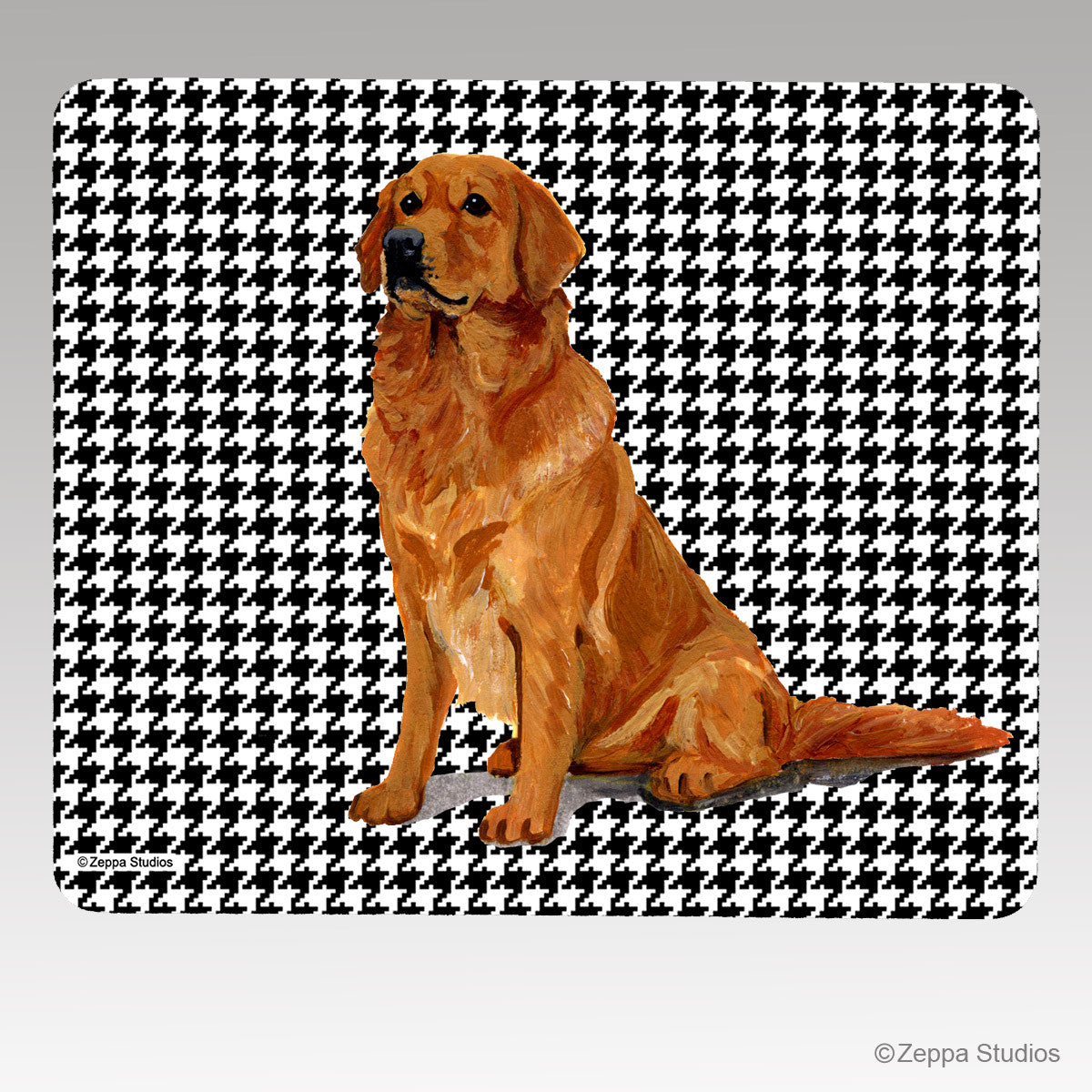 Sitting Golden Houndstooth Mouse Pads