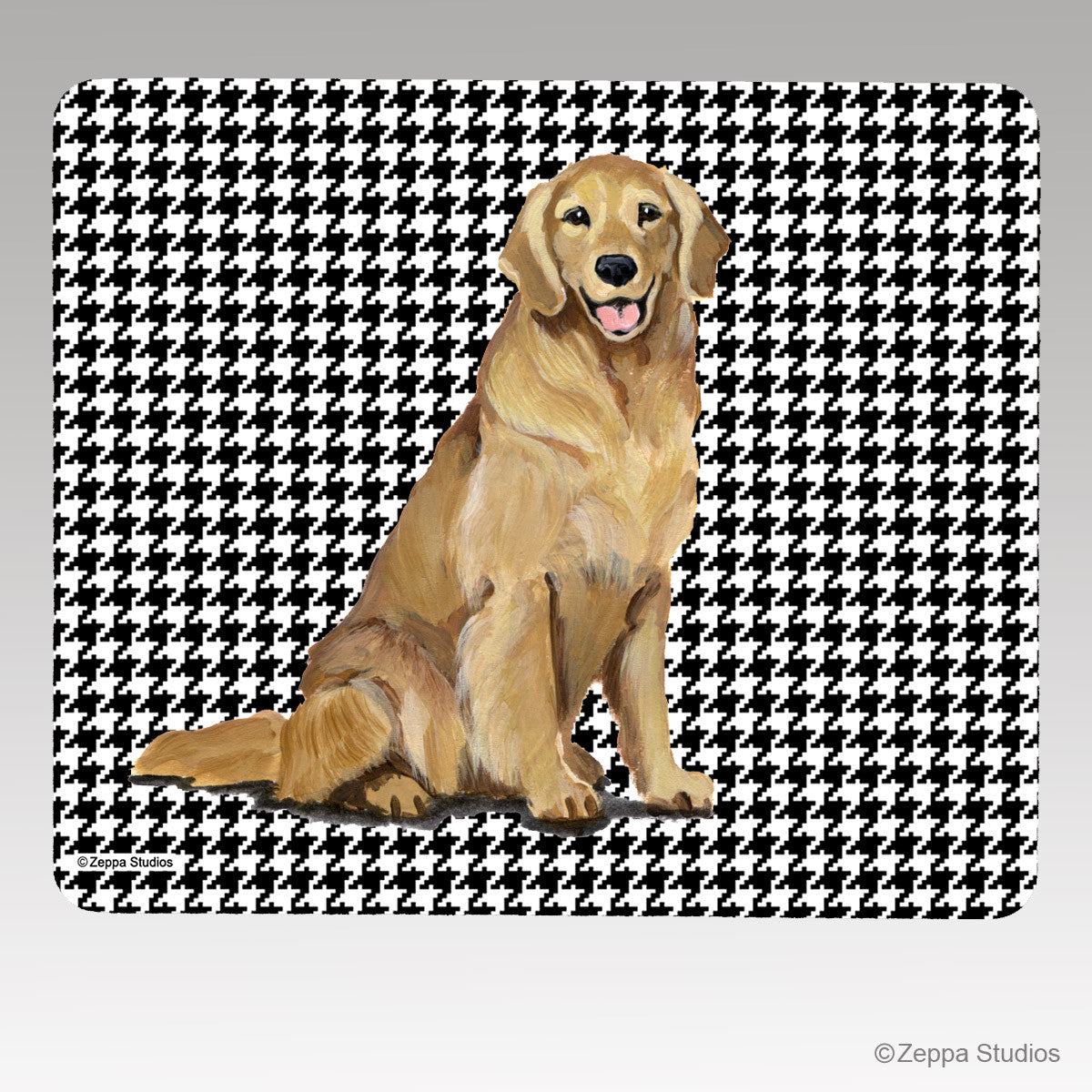 Smiling Golden Houndstooth Mouse Pads
