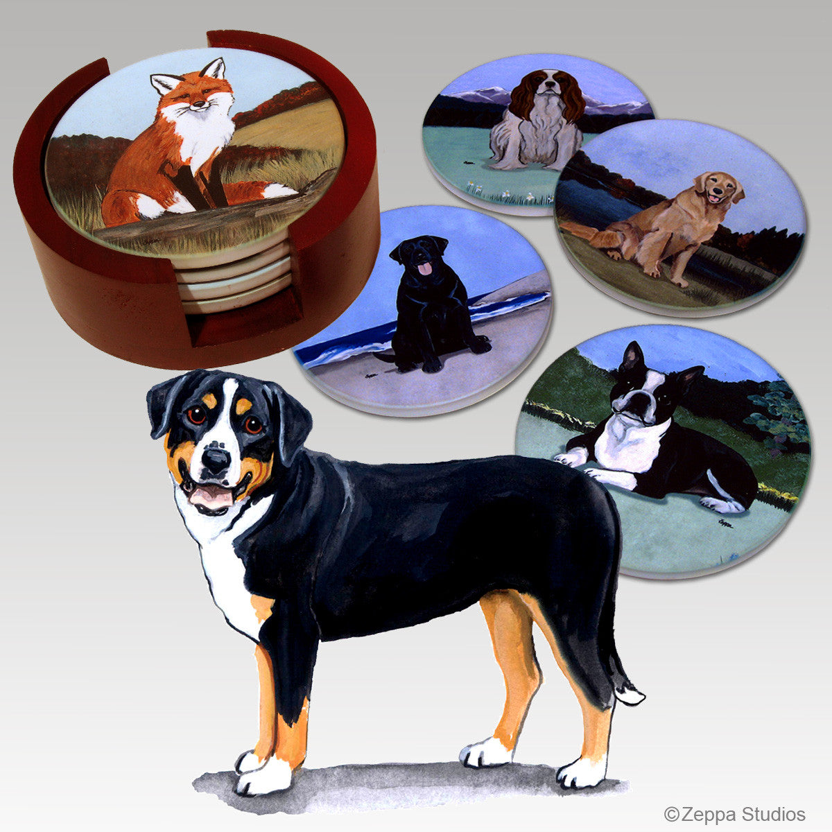 Greater Swiss Mountain Dog Bisque Coaster Set