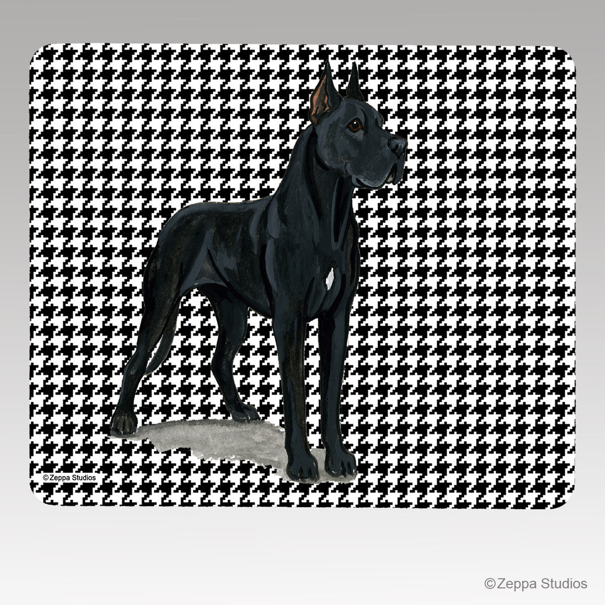 Black Great Dane Houndstooth Mouse Pad