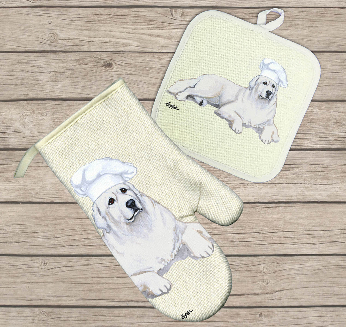Great Pyrenees Oven Mitt and Pot Holder Set