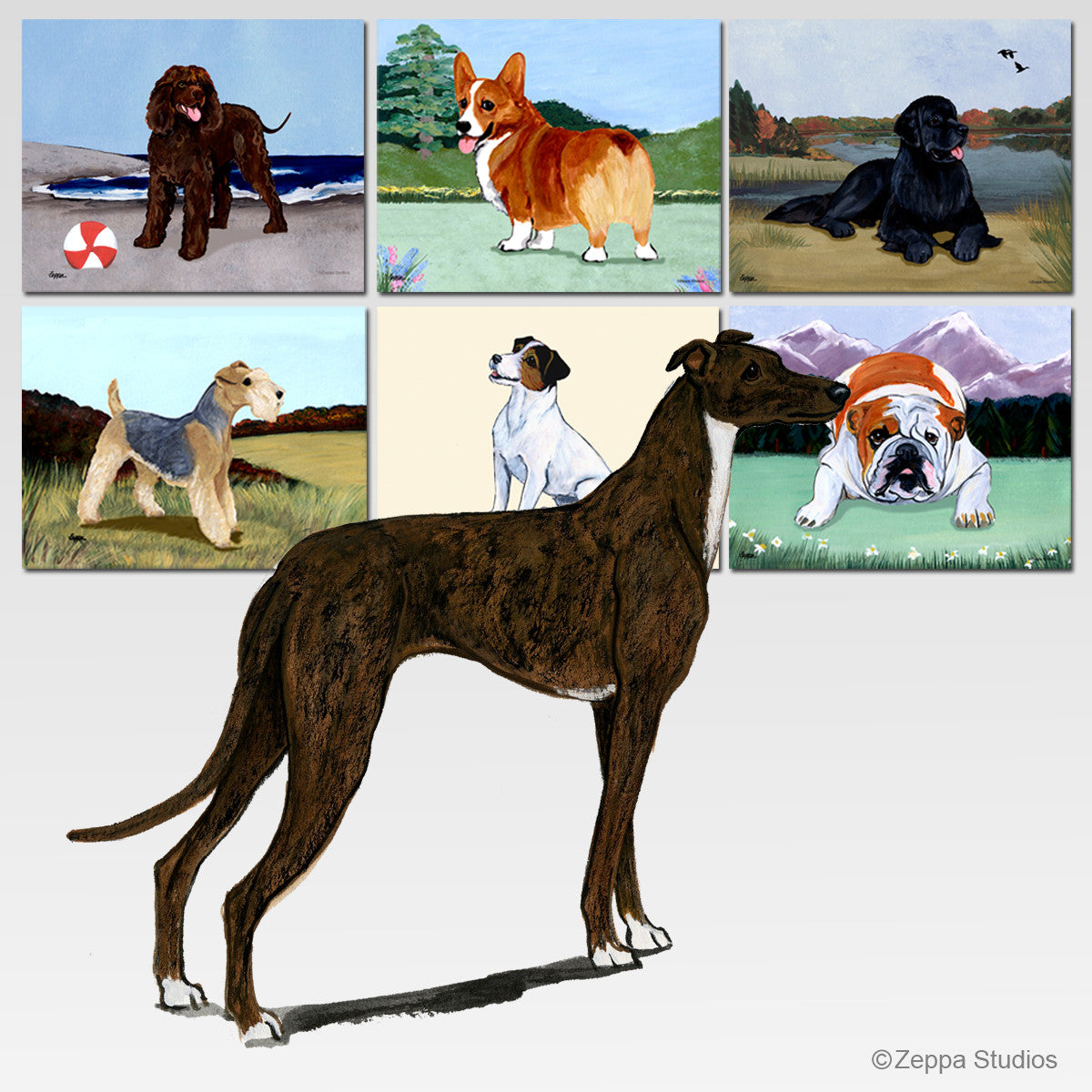 Standing Greyhound Scenic Mouse Pads