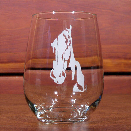 Horse Face Stemless Wine Glasses