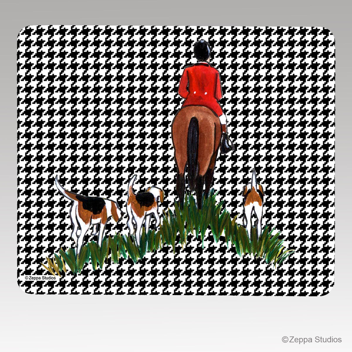 Fox Hunt Houndstooth Mouse Pad