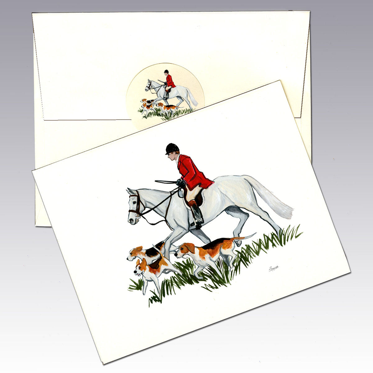 Hunt Scene Side View Note Cards