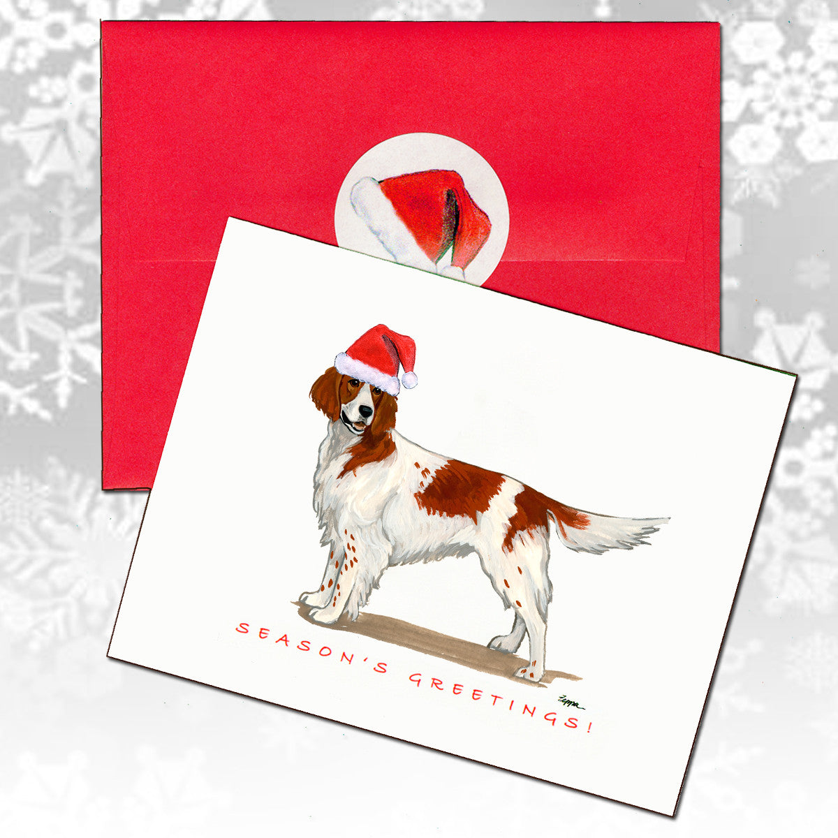 Irish Red and White Setter Christmas Cards