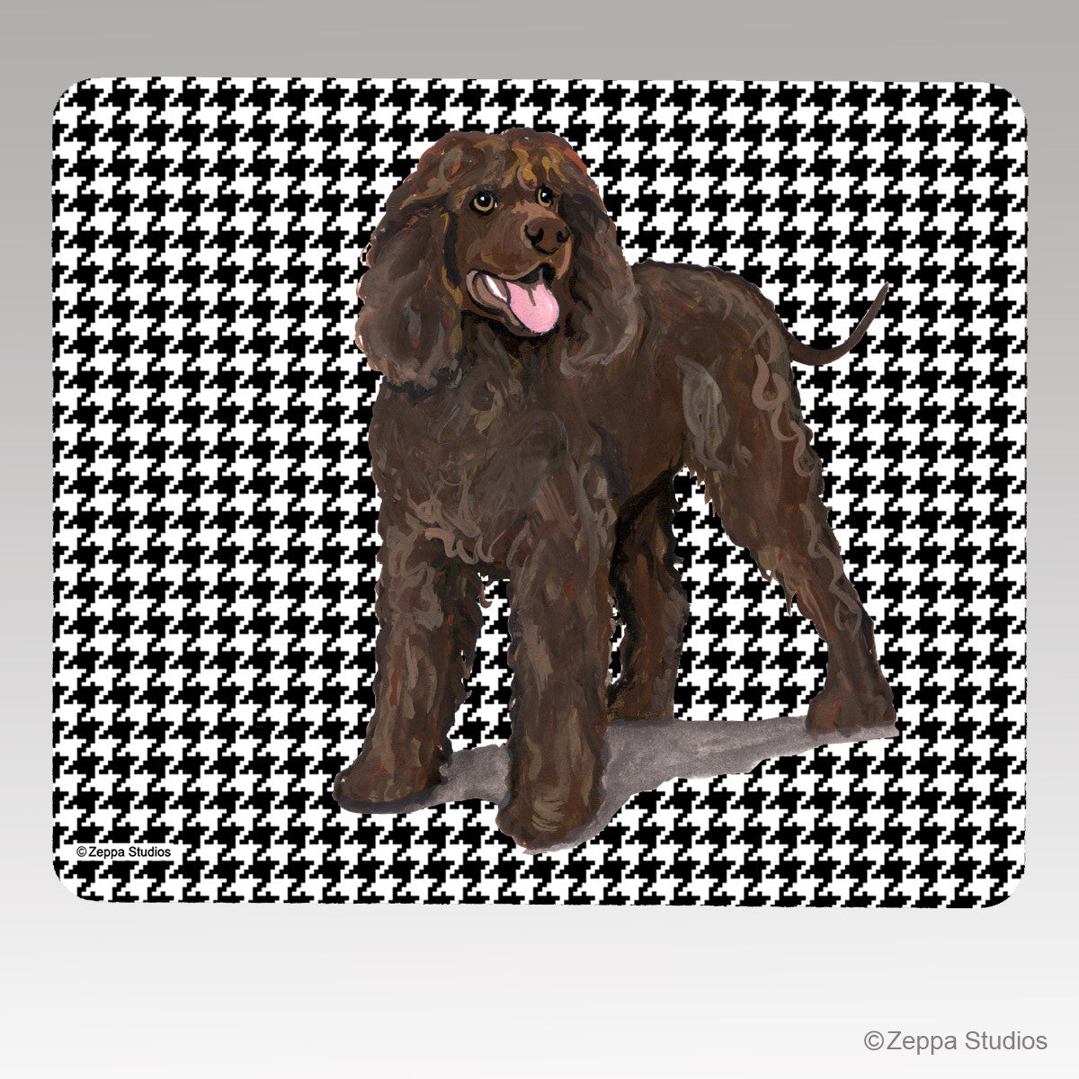 Irish Water Spaniel Houndstooth Mouse Pad