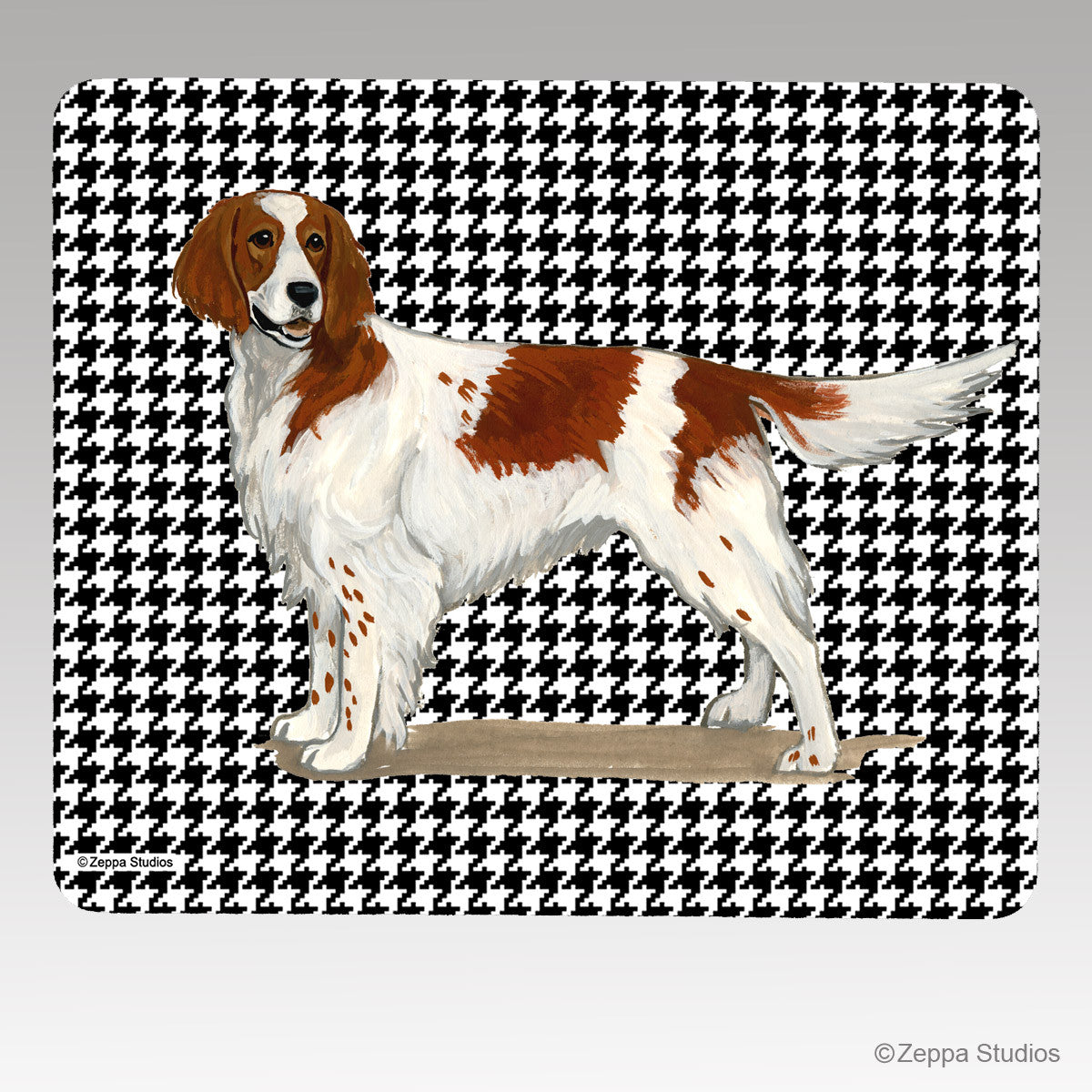 Irish Red and White Setter Houndstooth Mouse Pad