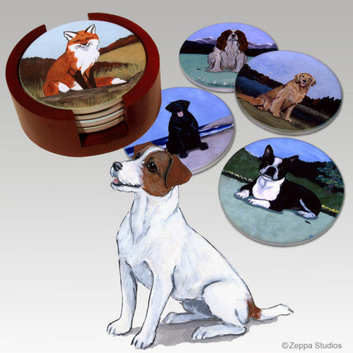 Jack Russell Terrier Bisque Coaster Set