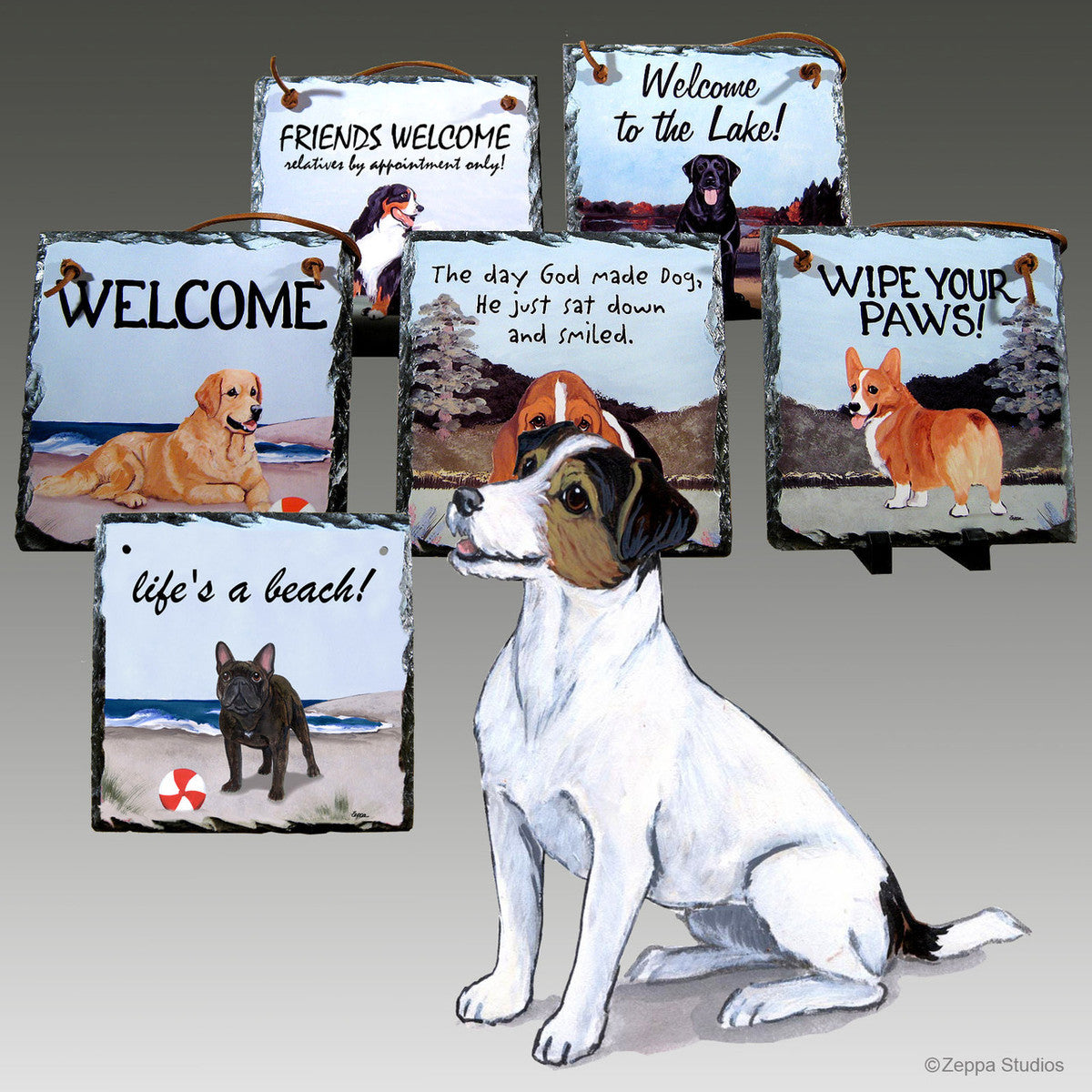 Tri Color Jack Russell Slate Signs