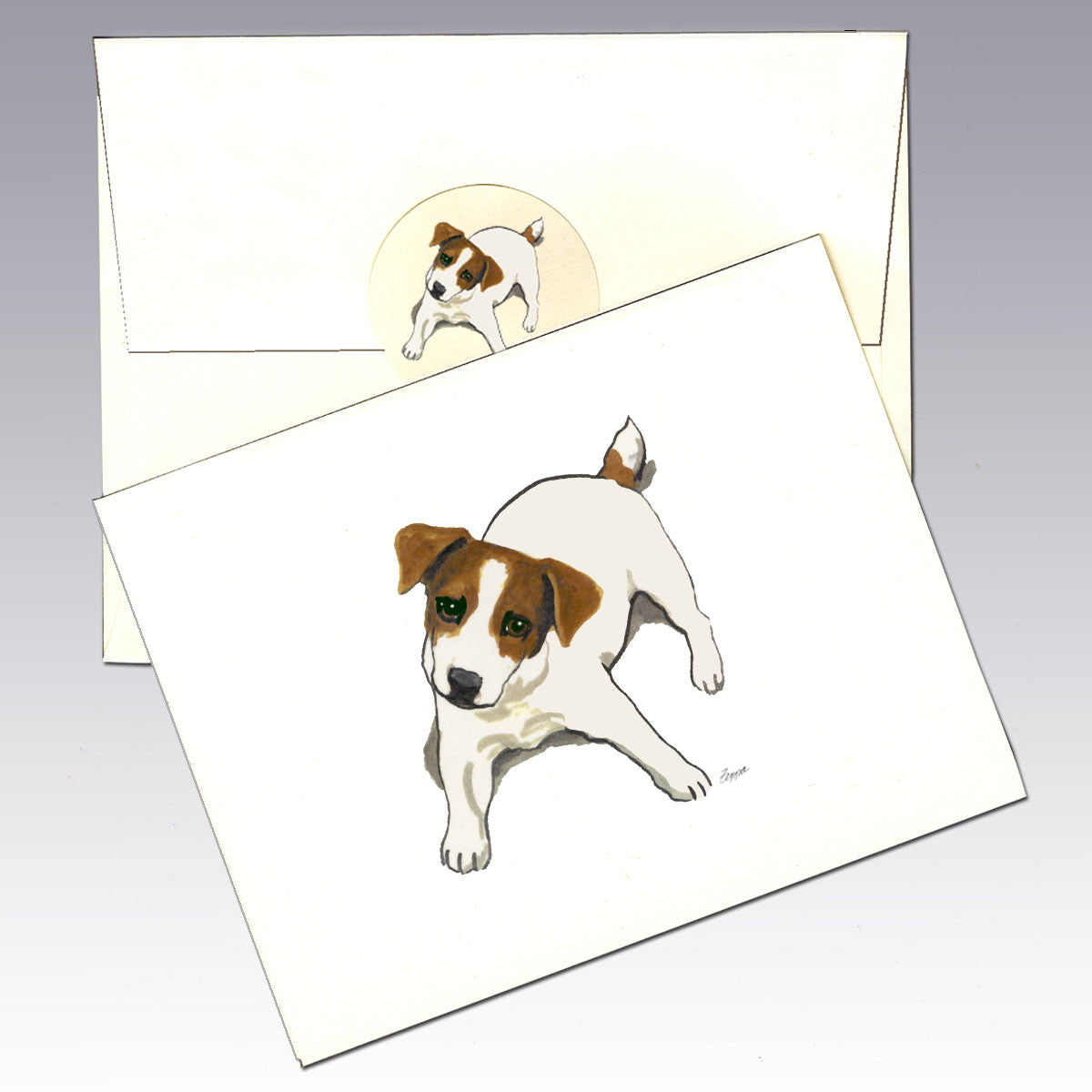 Jack Russell, Brown and White, Lying Down Note Cards