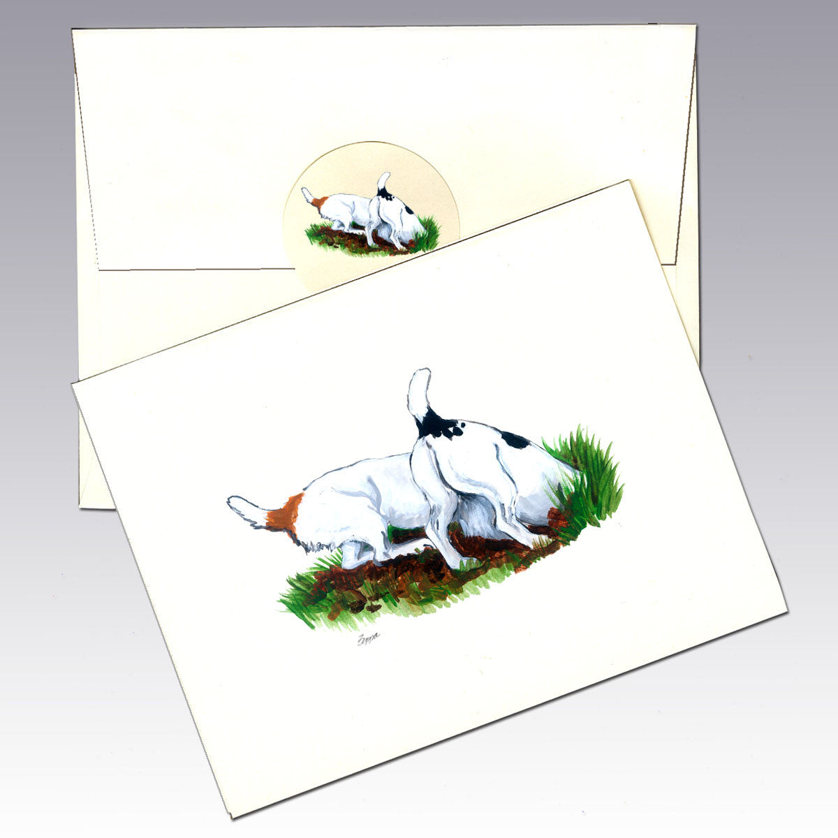 Jack Russell Pair Digging Note Cards