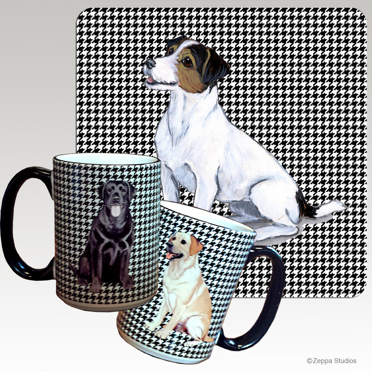 Tri Color Jack Russell Terrier Houndzstooth Mug