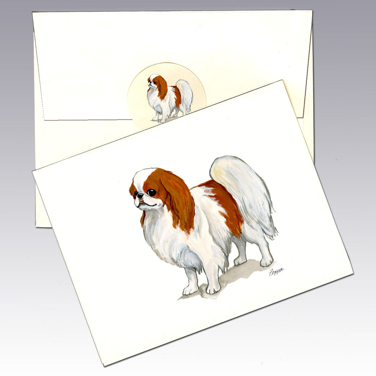 Japanese Chin, Red & White Note Cards