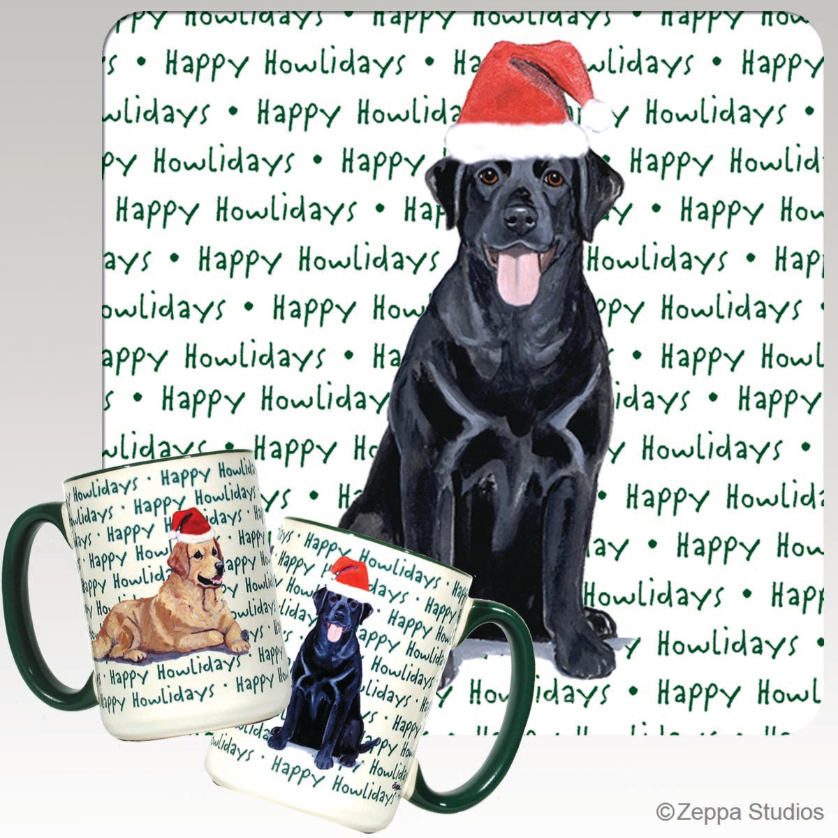 Labrador Retriever, Black Christmas Mugs