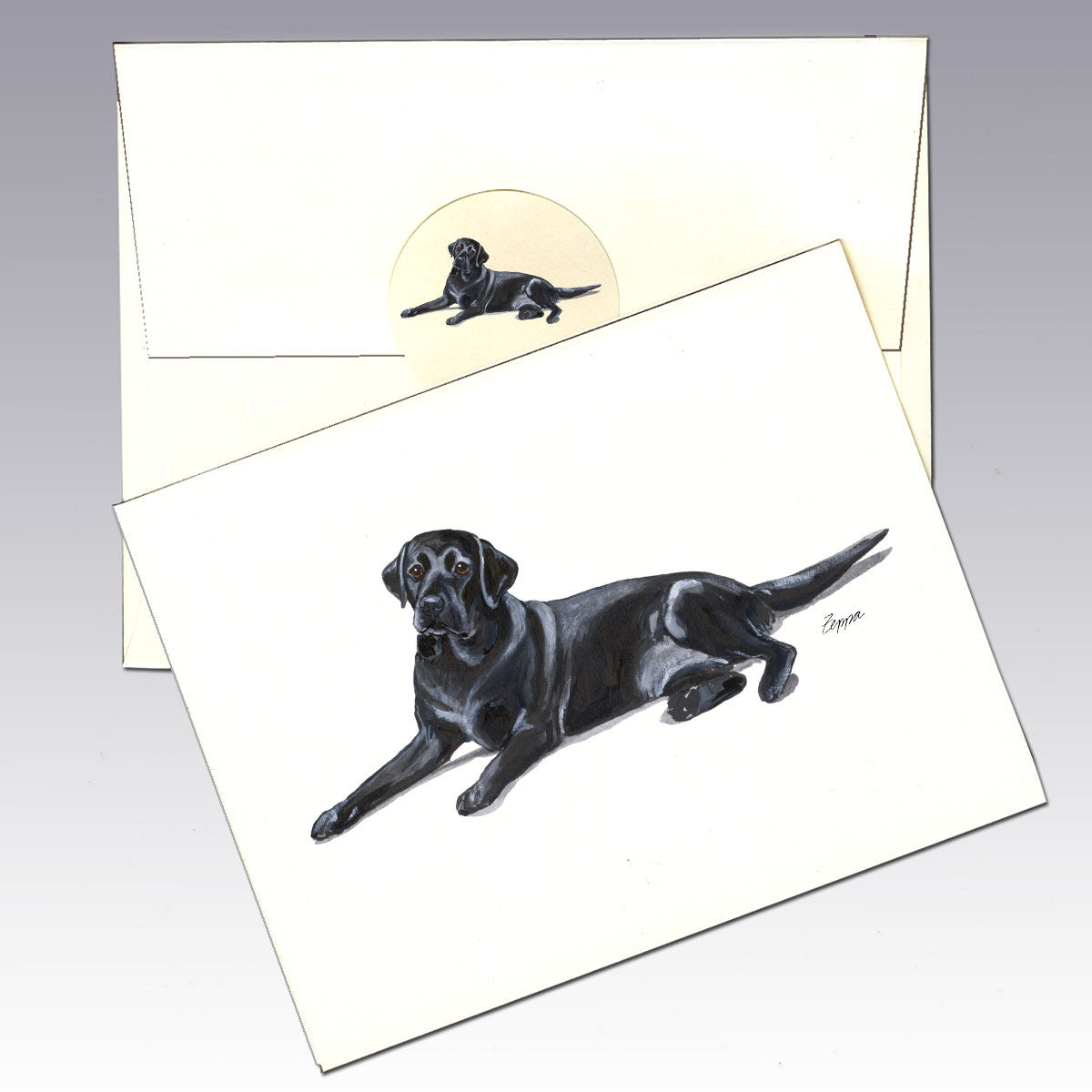 Black Lab Lying Down Note Cards
