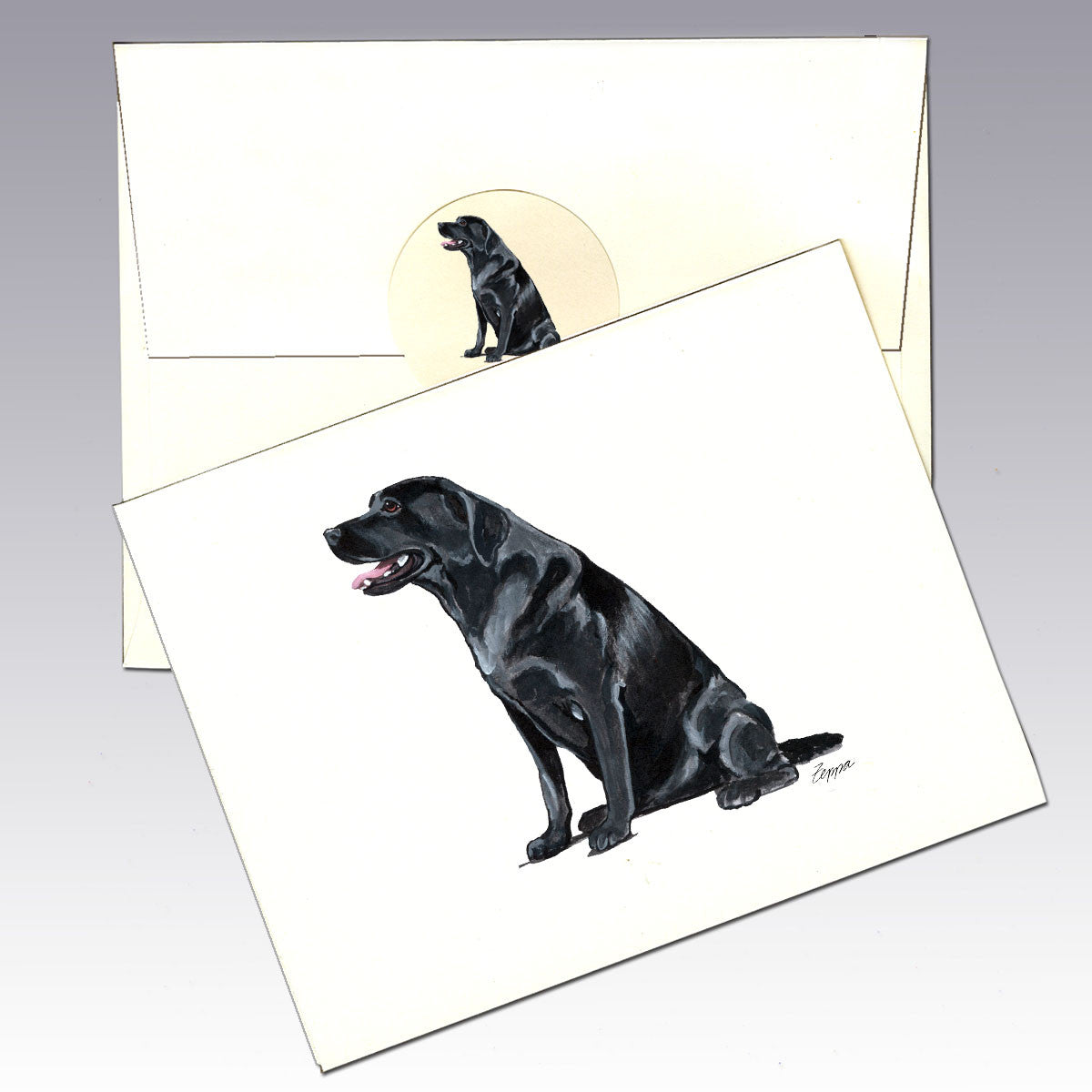 Black Lab Sitting Note Cards