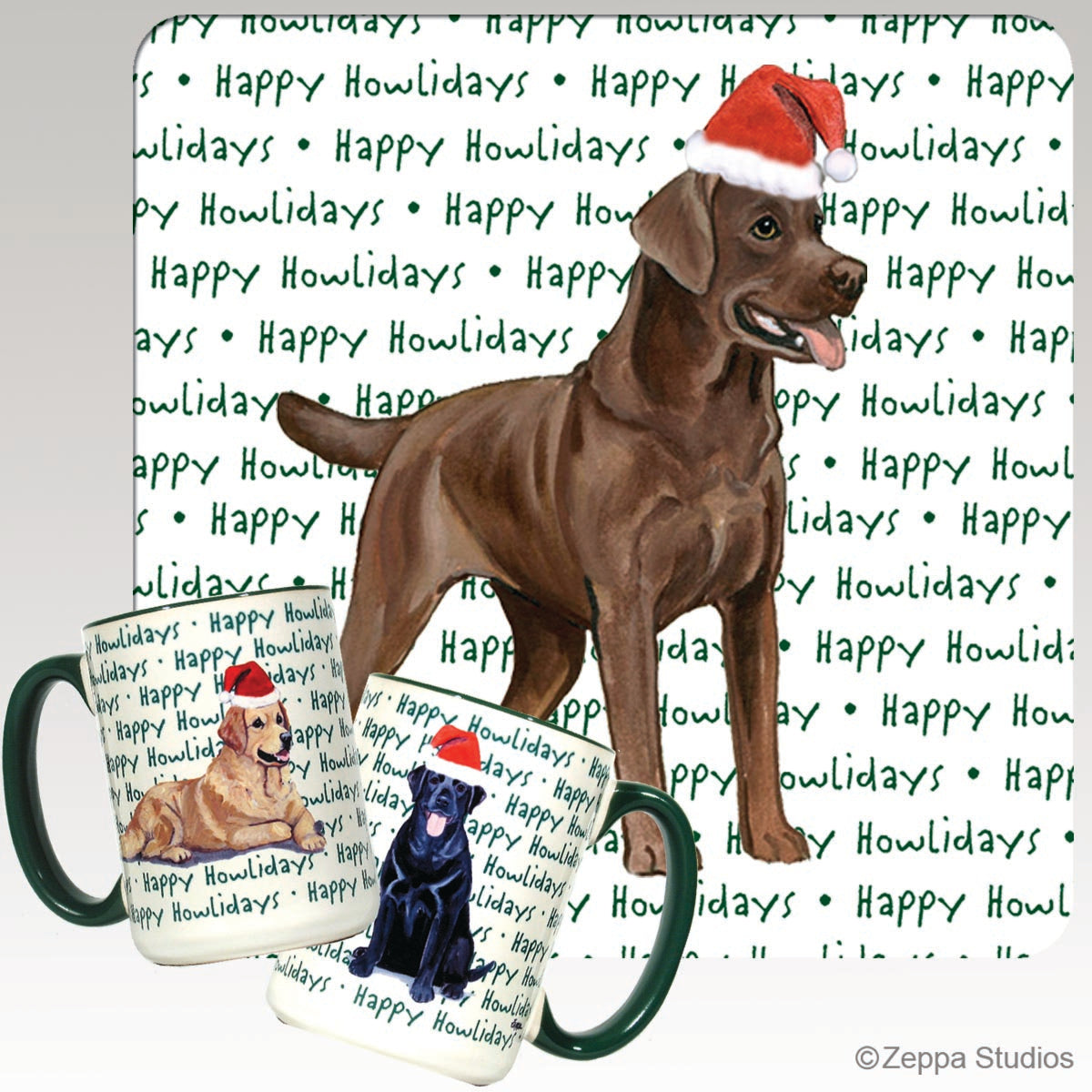 Labrador Retriever, Chocolate Christmas Mugs