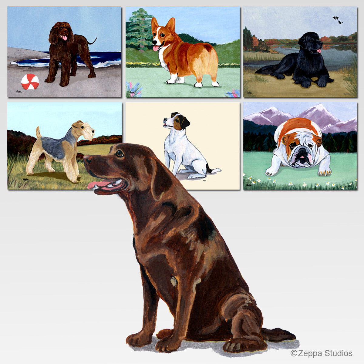 Sitting Chocolate Lab Scenic Mouse Pads
