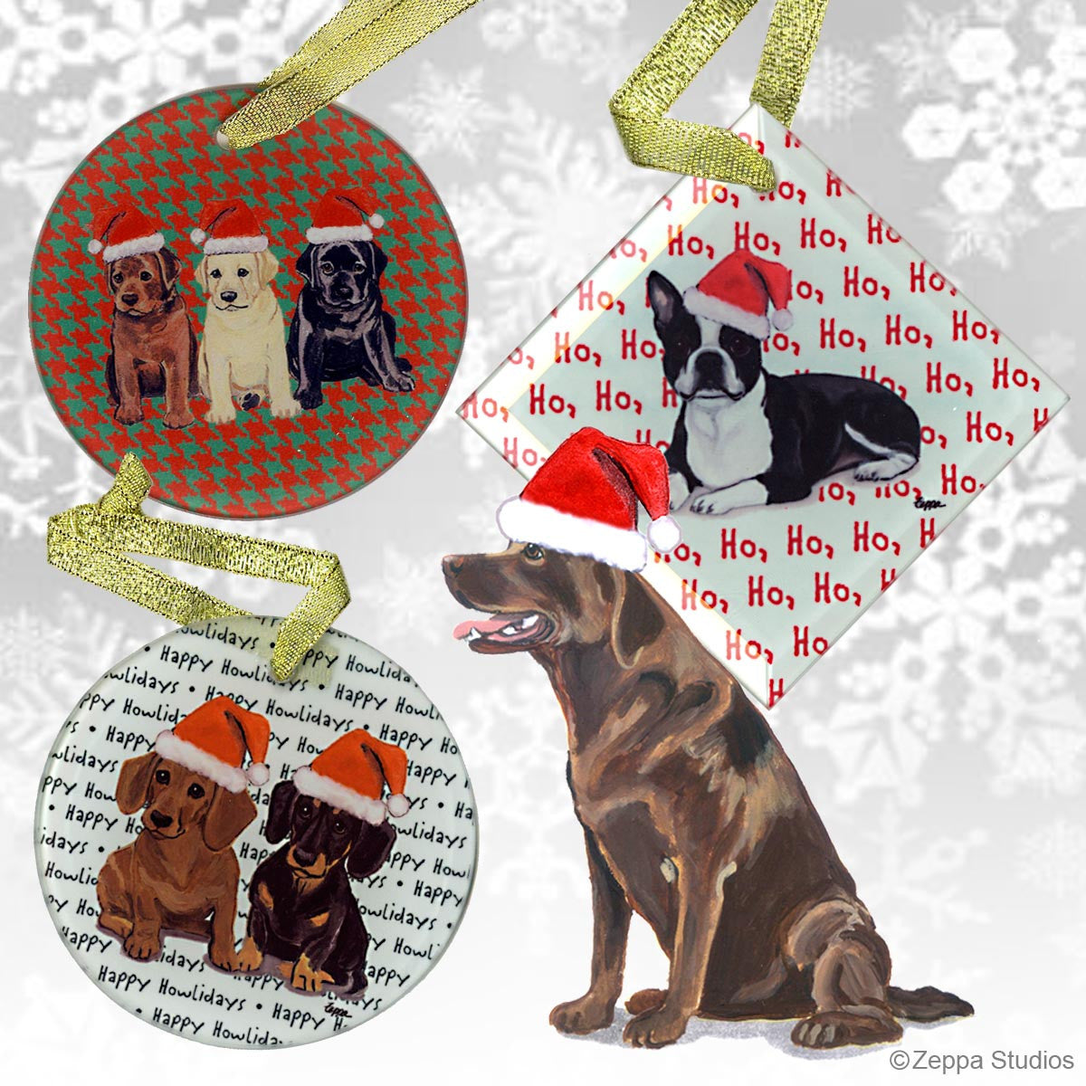Chocolate Labrador Sitting Sideways Christmas Ornament
