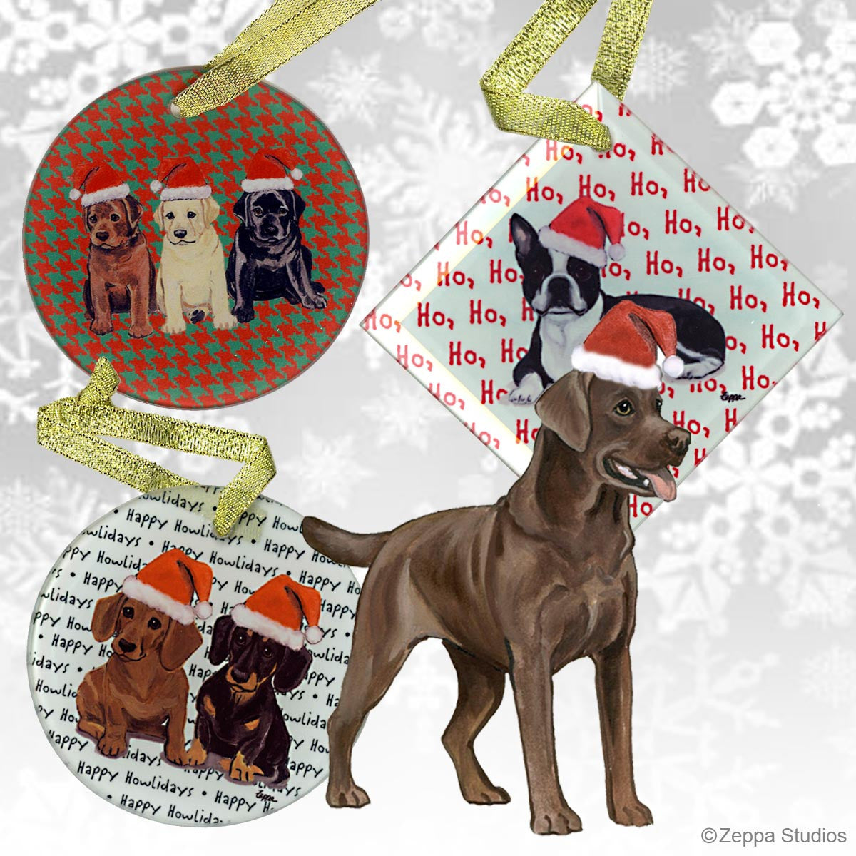 Chocolate Labrador Christmas Ornaments