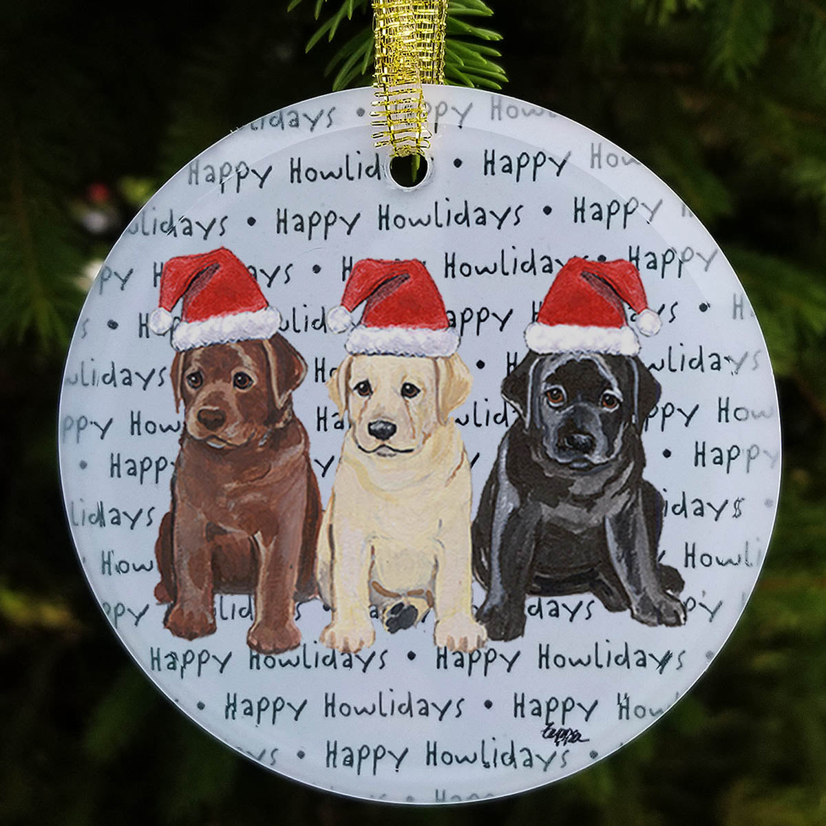 Labrador Retriever Trio Christmas Ornaments