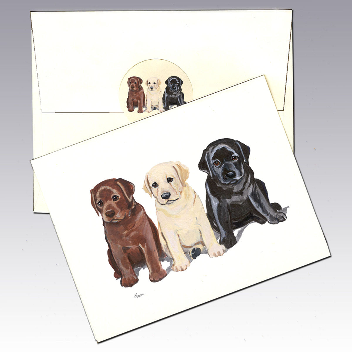 Lab Trio Puppy Note Cards