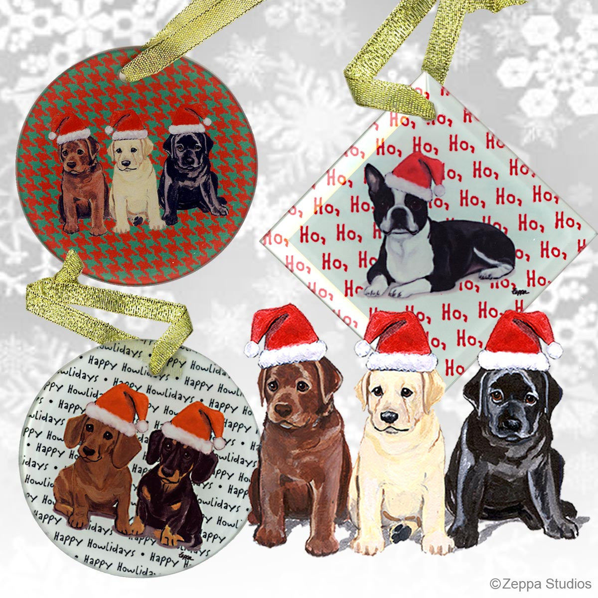 Labrador Retriever Puppies Christmas Ornaments