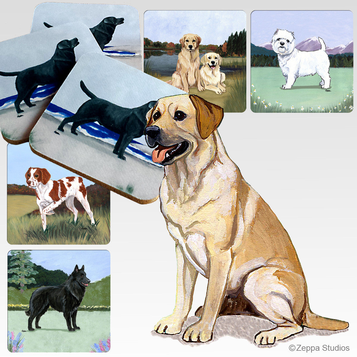 Yellow Lab Oval Scenic Coasters