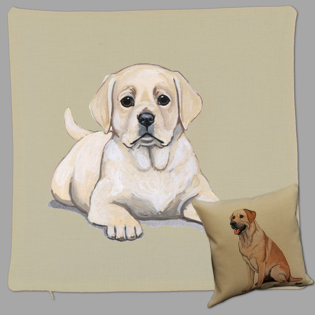 Yellow Lab Puppy Throw Pillow