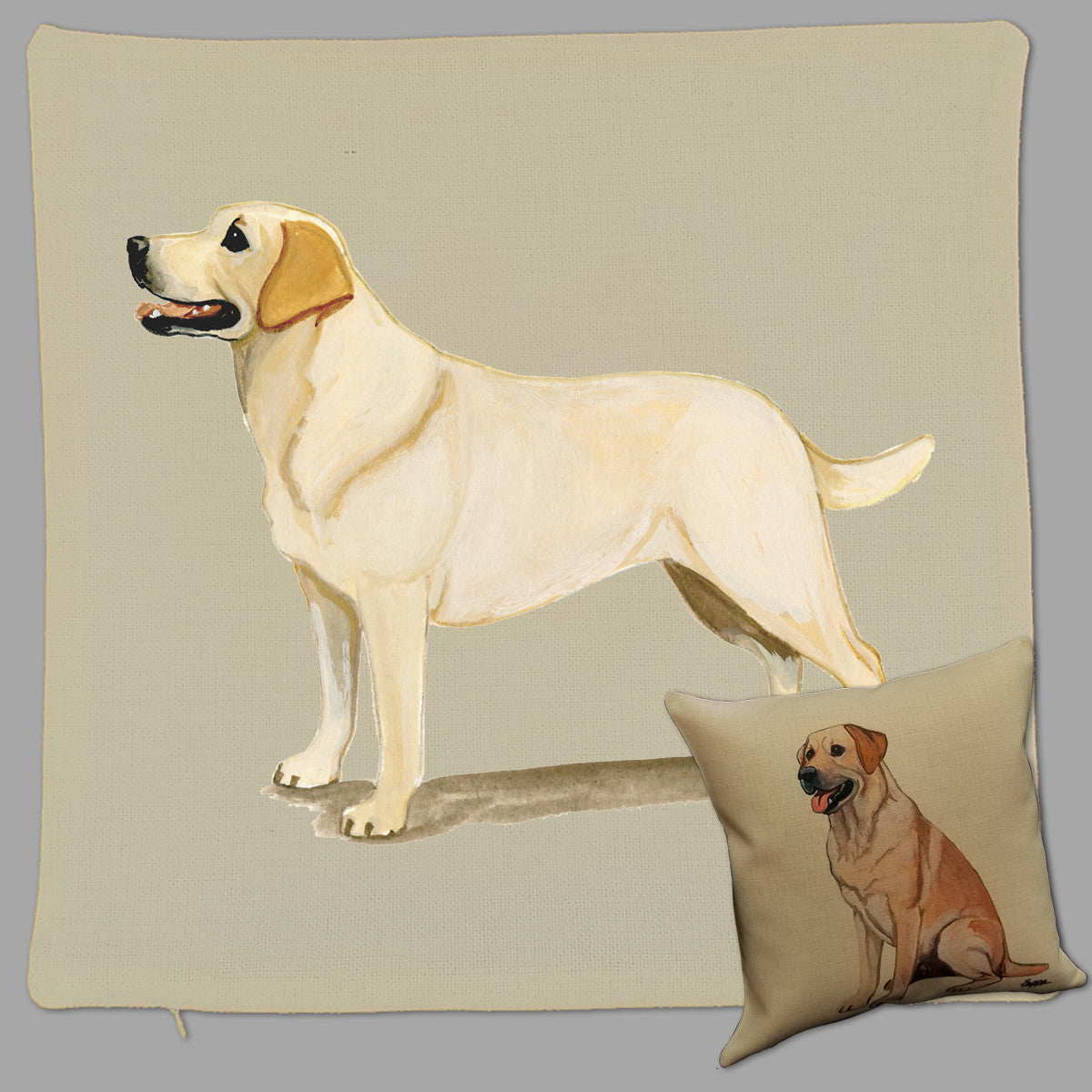 Standing Yellow Lab Throw Pillow